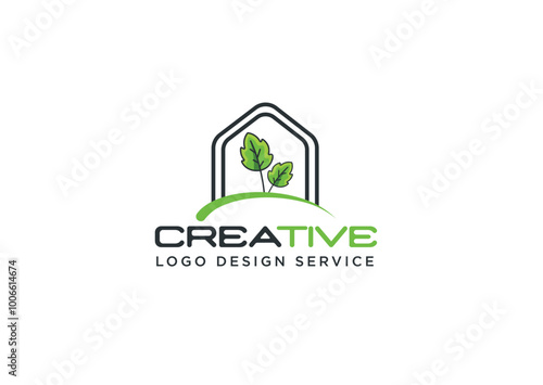 Eco Logo. leaf logo, green house logo or Natural Logo