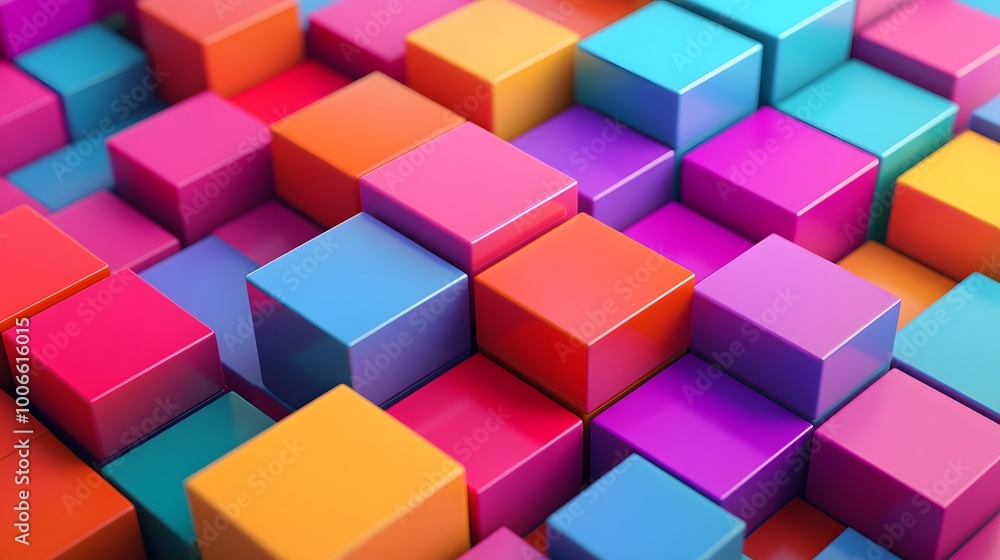 Obraz premium Multicolor boxes abstract background 3D render illustration. 