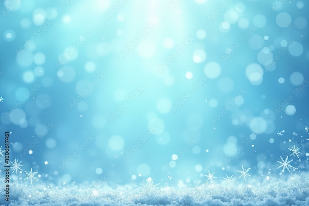 Winter wonderland background with bokeh lights and snowflakes for seasonal designs Winter wonderland background with bokeh lights and snowflakes for seasonal designs