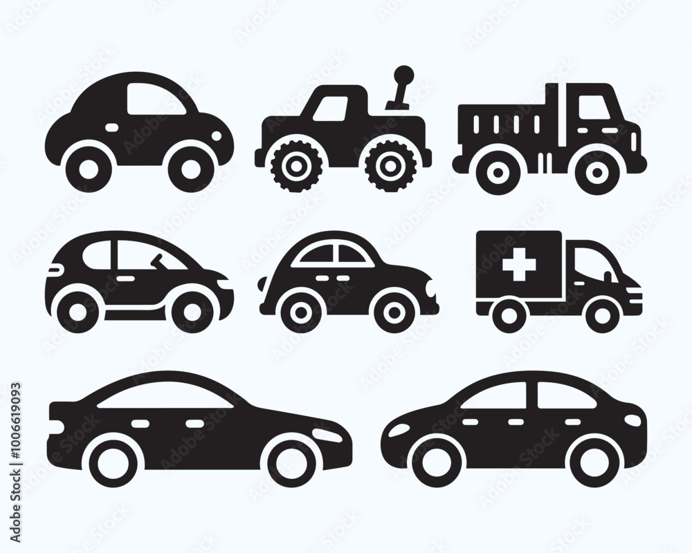 set of cars and vehicle icon set of cars and vehicle icon