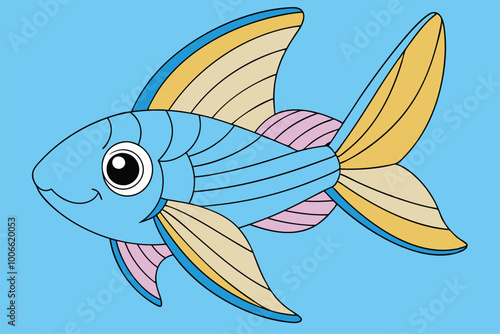 Tropical fish vector cartoon icon. Isolated cartoon icon aquarium animals .Vector illustration tropical fish 