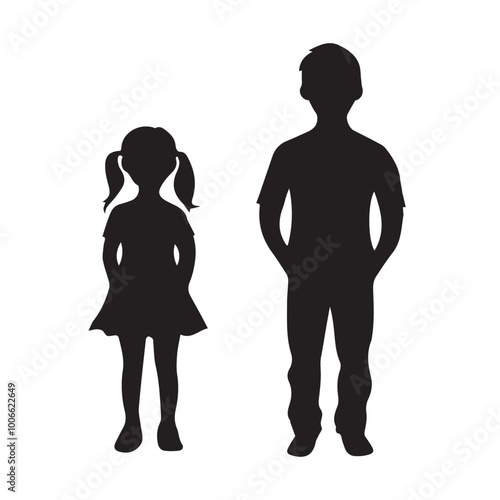 one representing an adult male and the other portraying a young girl silhouettes