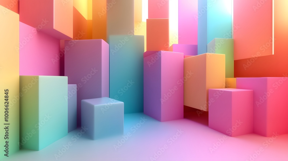 Multicolor boxes abstract background 3D render illustration. Multicolor boxes abstract background 3D render illustration.