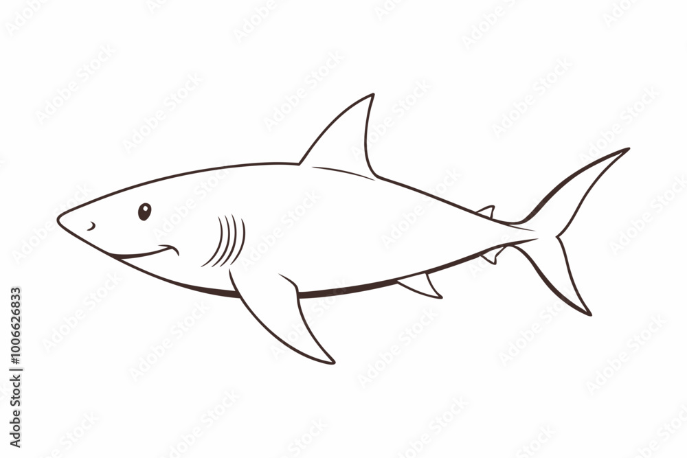 Fototapeta premium Shark Line Art Design for Coloring Stunning Vector Illustration for Creative Relaxation and Artistic Expression 