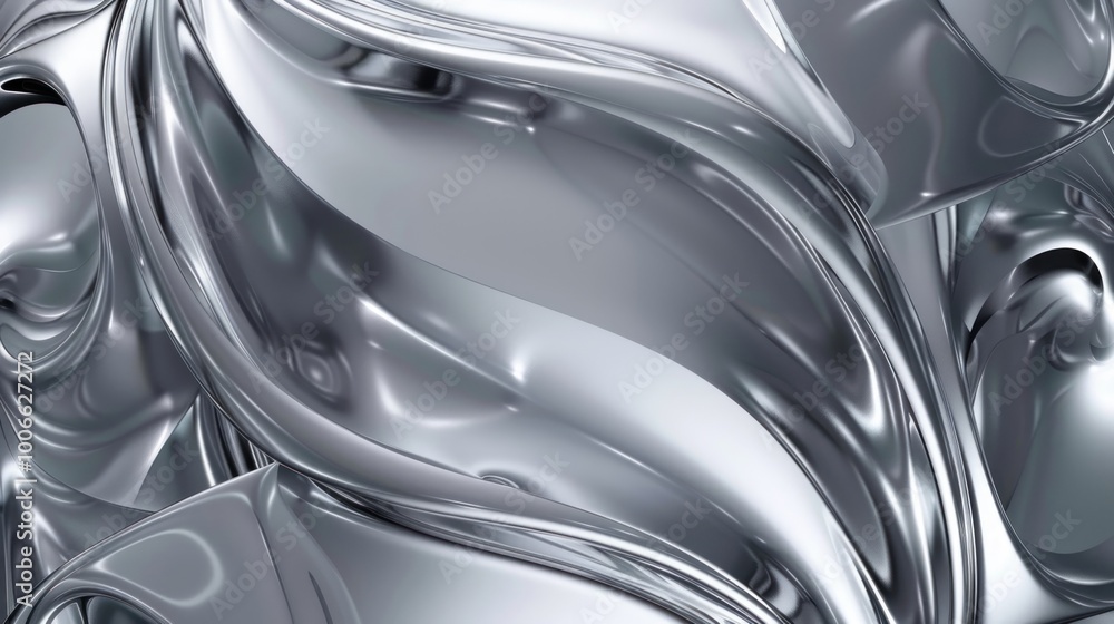 Metallic silver liquid abstract texture with fluid waves. Futuristic and industrial design concept. Design for wallpaper, poster, and digital art. Metallic silver liquid abstract texture with fluid waves. Futuristic and industrial design concept. Design for wallpaper, poster, and digital art.