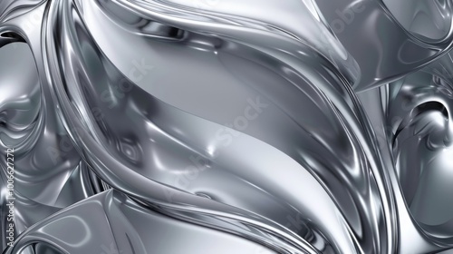 Metallic silver liquid abstract texture with fluid waves. Futuristic and industrial design concept. Design for wallpaper, poster, and digital art.