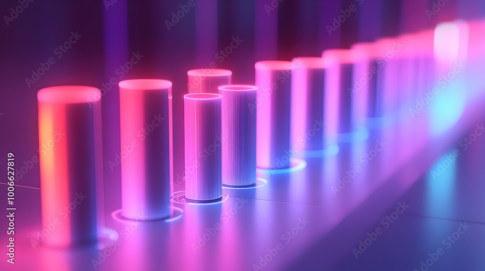 Fototapeta premium 3D Minimalist Menorah Silhouette with Glowing Hanukkah Candles on Plain White Background - Elegant Design with Copy Space for Text