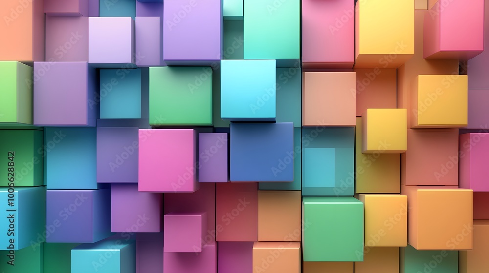 Obraz premium Multicolor boxes abstract background 3D render illustration. 