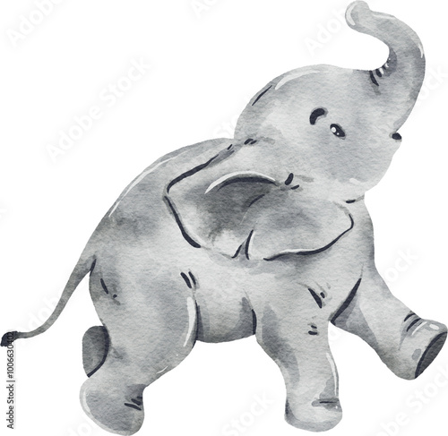 Cute Baby Elephant watercolor illustration