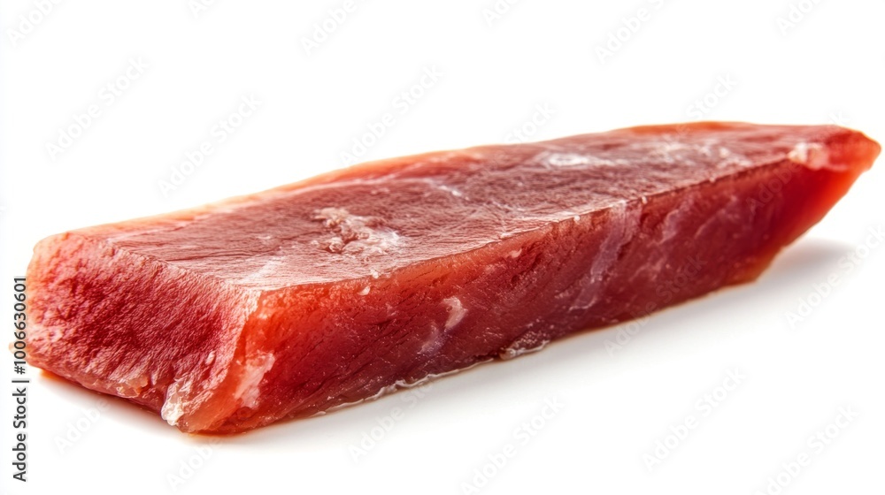 Fresh Raw Tuna Slice Isolated on White Background Fresh Raw Tuna Slice Isolated on White Background