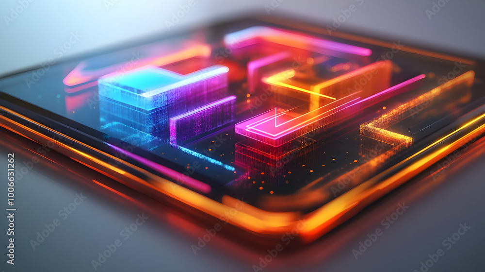 3D Close-Up of Holographic Decision-Making Arrows on Modern Device Screen - Macro View Symbolizing Strategic Leadership and Business Planning with Isolated White Background 3D Close-Up of Holographic Decision-Making Arrows on Modern Device Screen - Macro View Symbolizing Strategic Leadership and Business Planning with Isolated White Background