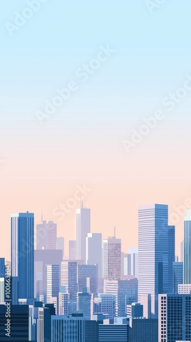 A stunning skyline silhouette at dusk, showcasing tall buildings against a pastel sky. Ideal for urban and travel themes.