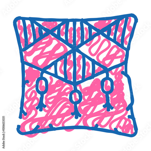 boho pillow living room doodle icon sketch vector. boho pillow living room sign. isolated symbol illustration