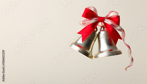 Jingle Bell Decorations with Ribbon Fluttering, Strong Christmas Atmosphere photo