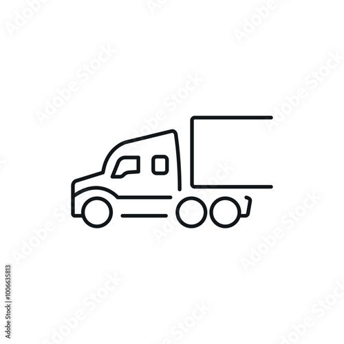 Delivery truck linear icon. Line customizable illustration. Contour symbol. Vector isolated outline drawing. Editable stroke