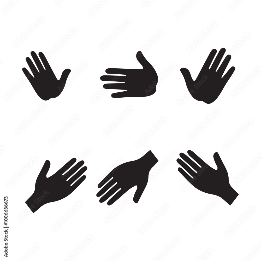 Hands silhouette icon vector on a white background Hands silhouette icon vector on a white background