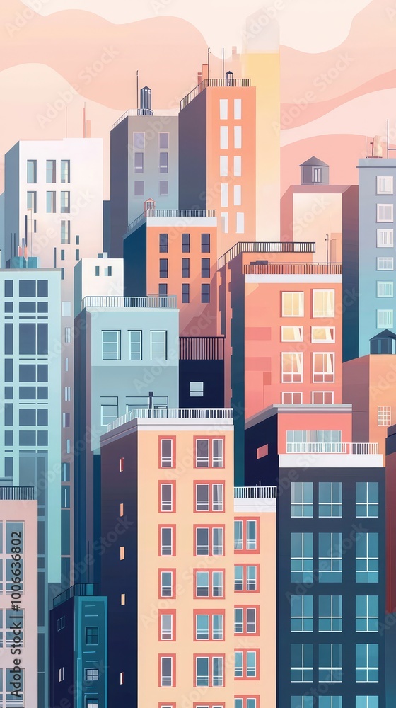A vibrant city skyline at sunset, showcasing modern buildings with unique architecture and colorful facades. A vibrant city skyline at sunset, showcasing modern buildings with unique architecture and colorful facades.