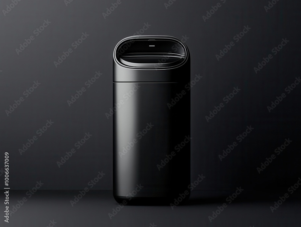 Minimal bin with touchless sensor lid, sleek futuristic design, 3D illustration Minimal bin with touchless sensor lid, sleek futuristic design, 3D illustration