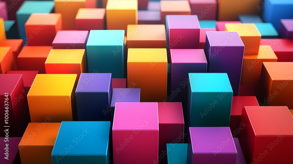 Multicolor boxes abstract background 3D render illustration. Multicolor boxes abstract background 3D render illustration.
