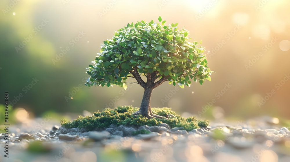 3D Abstract Tree with Leadership Symbols as Leaves on Soft Bokeh Background - Creative Illustration for Business Growth and Responsibility Ads 3D Abstract Tree with Leadership Symbols as Leaves on Soft Bokeh Background - Creative Illustration for Business Growth and Responsibility Ads