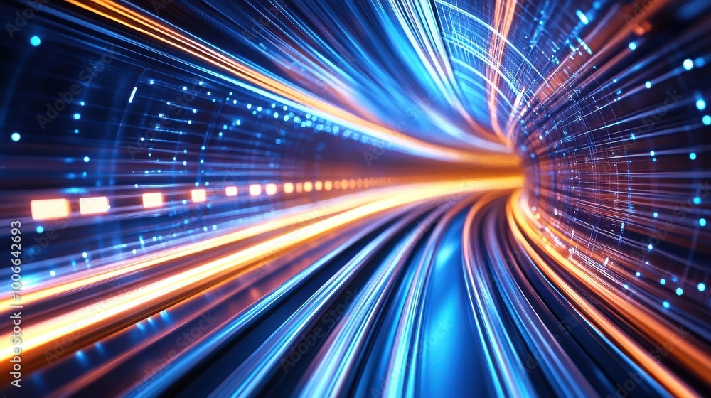 Immersive Tunnel with Light Trails and Digital Effects Immersive Tunnel with Light Trails and Digital Effects
