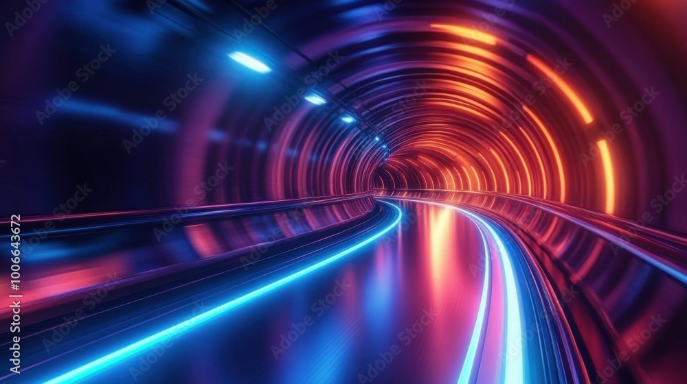 Colorful Abstract Tunnel Background with Neon Lights Colorful Abstract Tunnel Background with Neon Lights