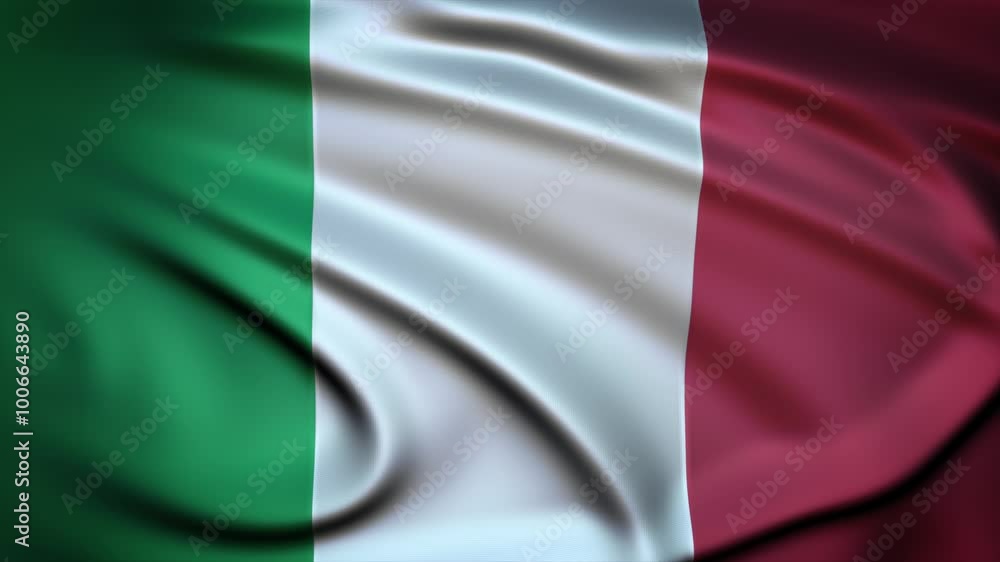 Seamless Loop Waving Silky Country Flag Italy Seamless Loop Waving Silky Country Flag Italy