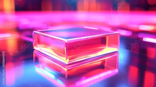 Vibrant 3D Render of a Product on Reflective Surface