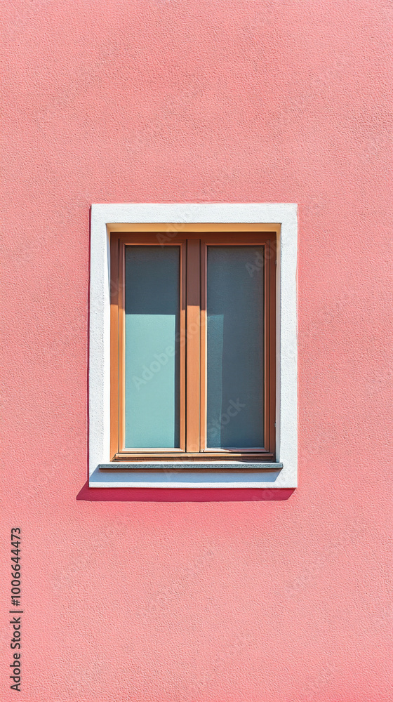 White window on color wall background with copy space White window on color wall background with copy space