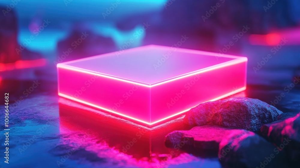 Neon Lit Product Presentation in Ambient Setting Neon Lit Product Presentation in Ambient Setting