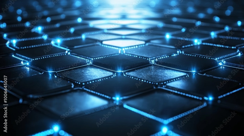 The hexagonal pattern is a futuristic surface concept with futuristic elements. Sci-fi technology background. The hexagonal pattern is a futuristic surface concept with futuristic elements. Sci-fi technology background.