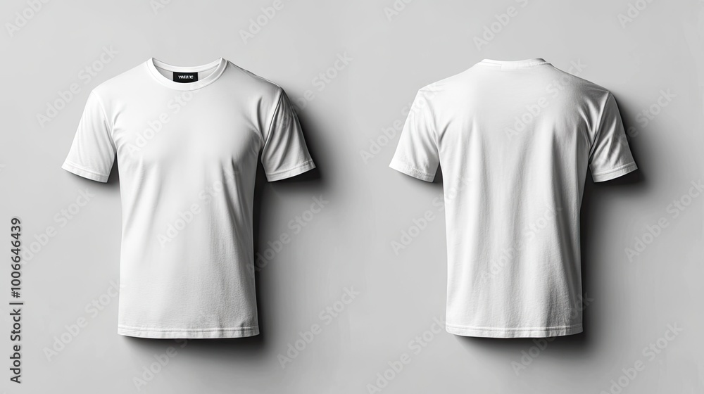 A simple, one-color t-shirt displayed on a model, showcasing the front and back views with clean, minimalist design. The perfect canvas for customization or branding. A simple, one-color t-shirt displayed on a model, showcasing the front and back views with clean, minimalist design. The perfect canvas for customization or branding.