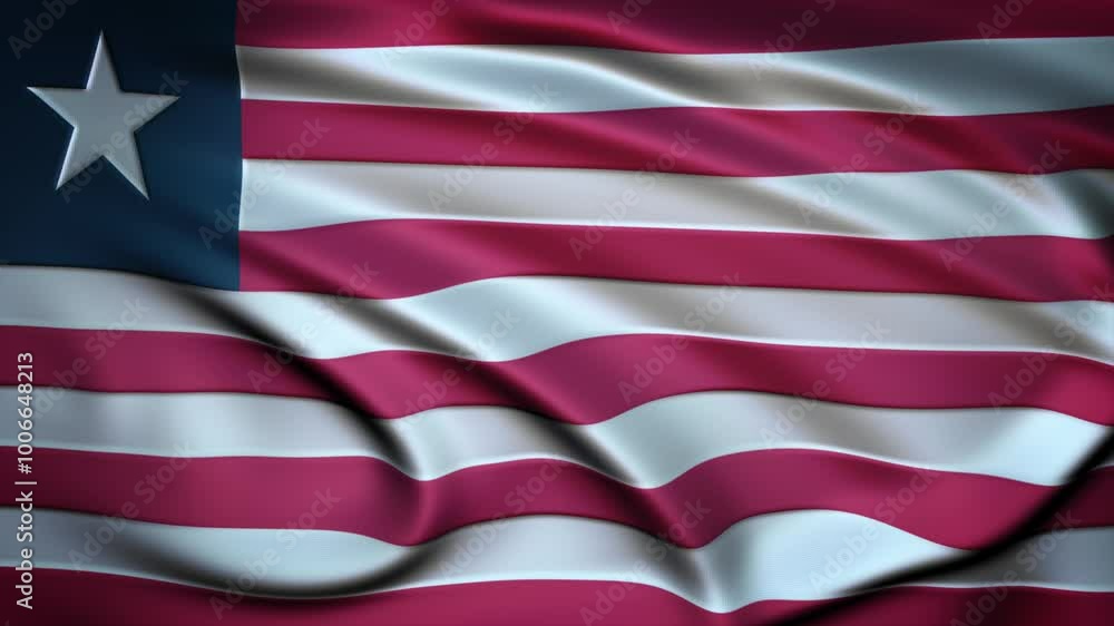 Seamless Loop Waving Silky Country Flag Liberia Seamless Loop Waving Silky Country Flag Liberia