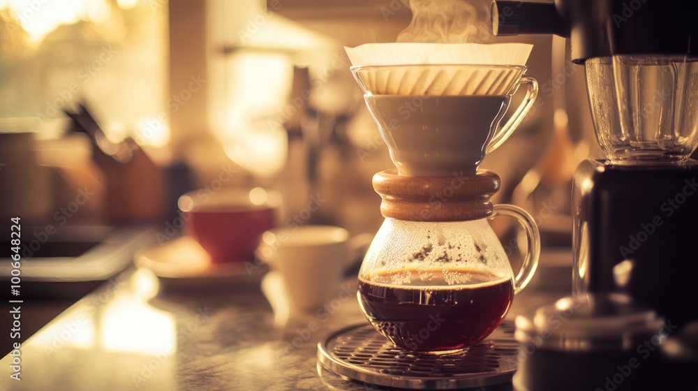 Freshly Brewed Coffee in a Kitchen Freshly Brewed Coffee in a Kitchen