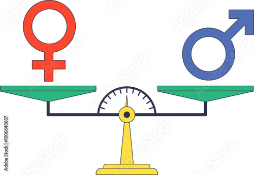 A balanced scale with male and female symbols on either side, representing gender equality.