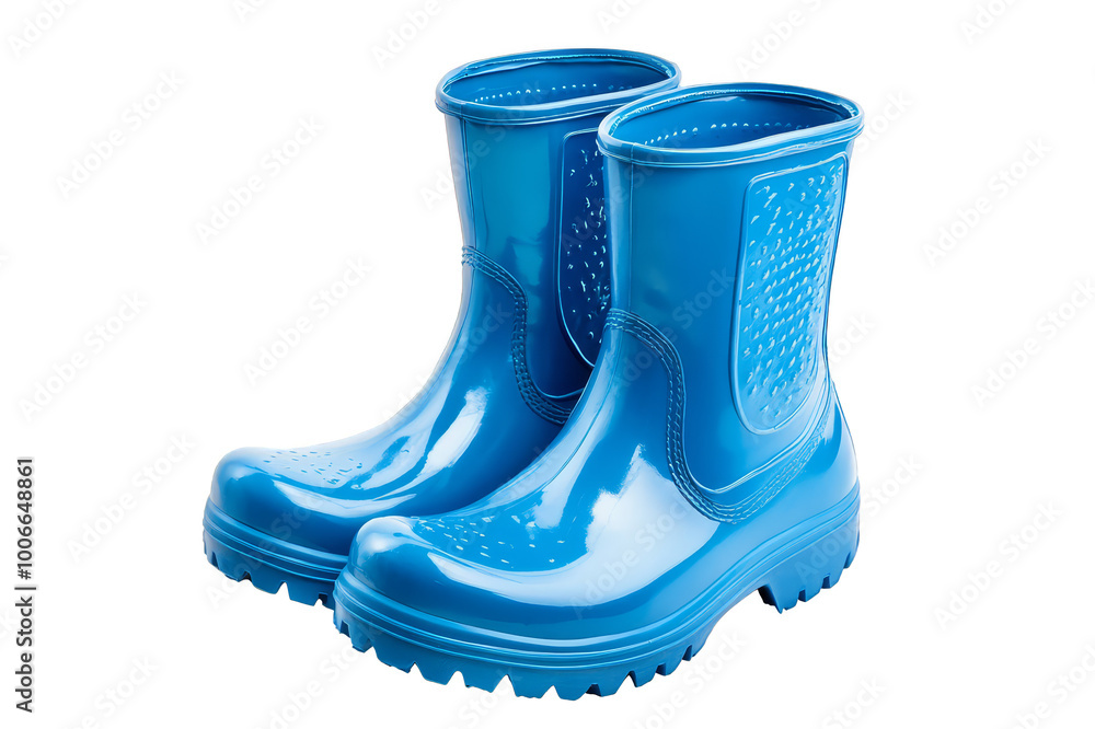 Blue rubber boots on a transparent background Blue rubber boots on a transparent background