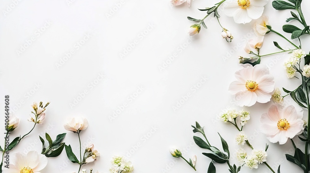 Fototapeta premium Elegant Floral Arrangement on White Background