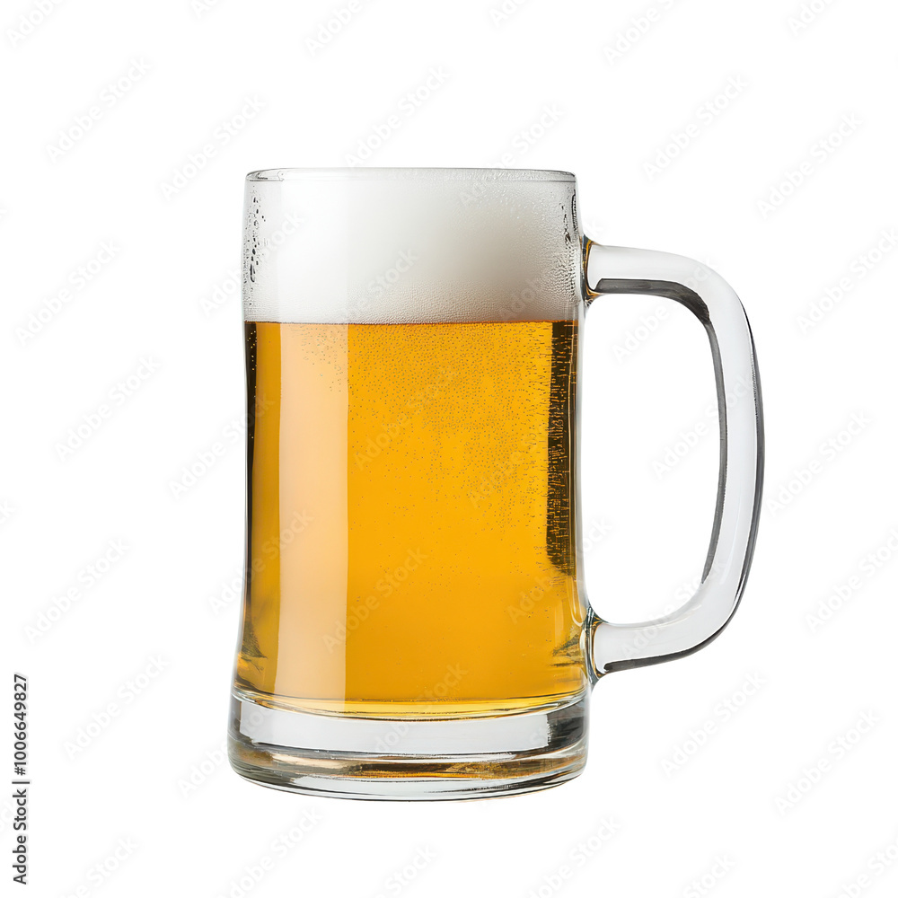 Beer mug with frothy head, white isolate background. Transparent background. Beer mug with frothy head, white isolate background. Transparent background.