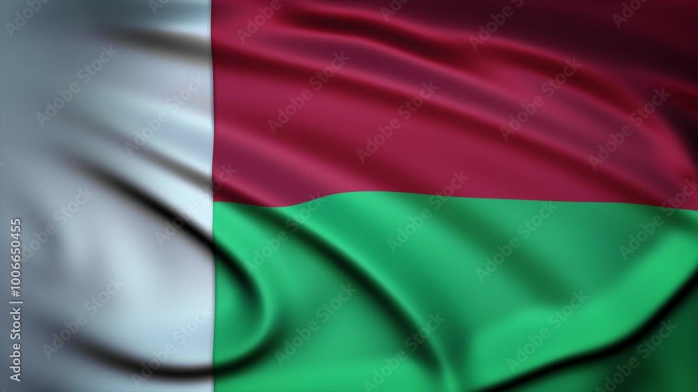 Seamless Loop Waving Silky Country Flag Madagascar Seamless Loop Waving Silky Country Flag Madagascar