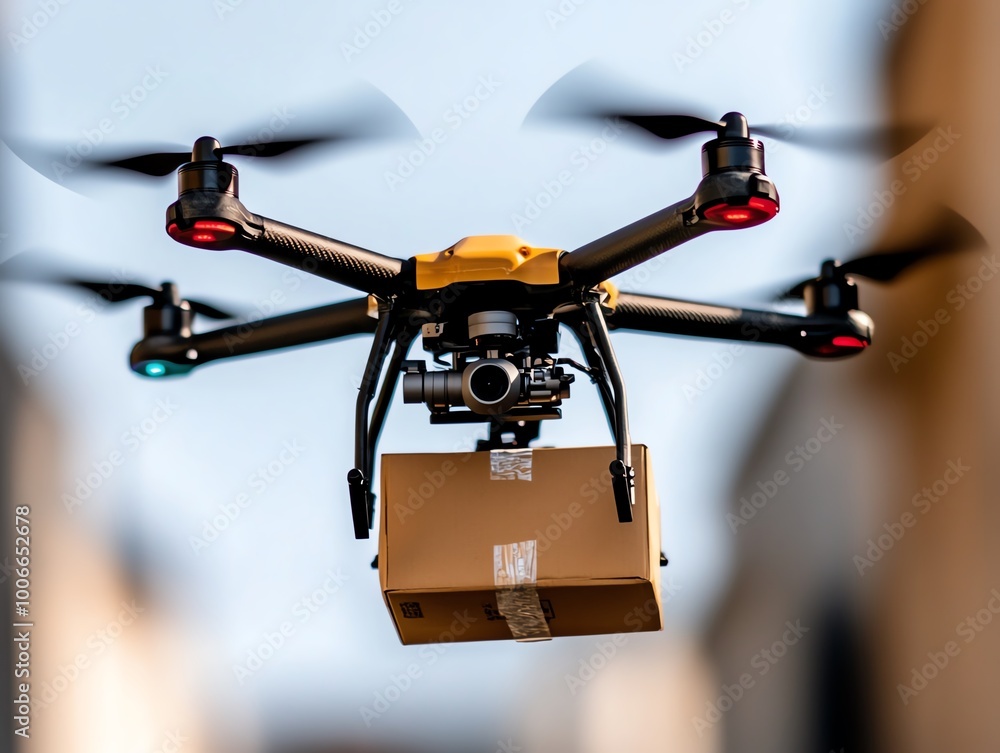 Medical drone delivering supplies to a remote hospital, healthcare logistics, emergency response Medical drone delivering supplies to a remote hospital, healthcare logistics, emergency response