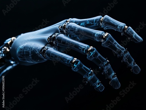 Closeup of a futuristic prosthetic hand, innovation in medical engineering, healthcare advancements