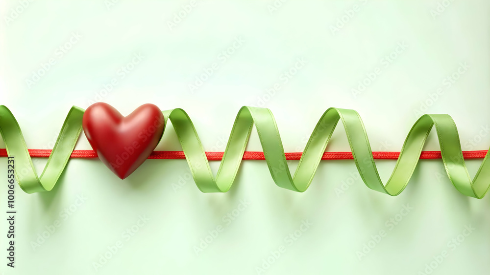 3D Heart Monitor Red Ribbon Concept - Vector Illustration of Heart Monitor Line Forming Ribbon Shape, Icon on White Background 3D Heart Monitor Red Ribbon Concept - Vector Illustration of Heart Monitor Line Forming Ribbon Shape, Icon on White Background