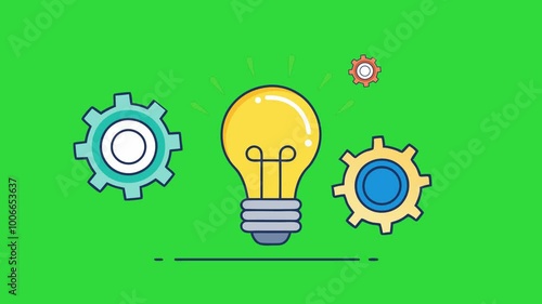 light bulb idea concept 4k green screen 2d animation 