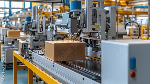 An automated conveyor system in a modern warehouse, efficiently transporting packages for sorting and distribution.