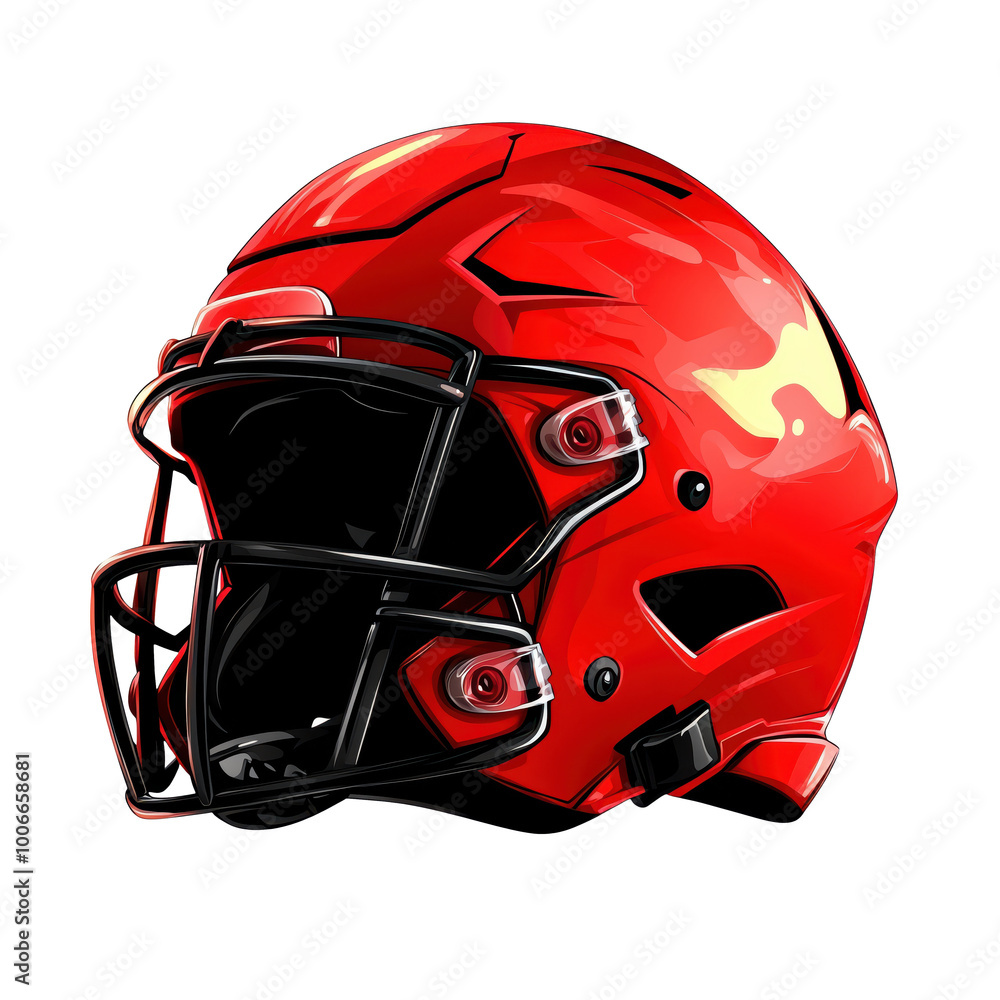 Red football helmet on transparent background. Red football helmet on transparent background.