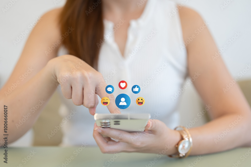 The concept of living on vacation and playing social media. Social media and digital online concept, man using smart phone with Social media. Social Distancing ,Working From Home concept.. The concept of living on vacation and playing social media. Social media and digital online concept, man using smart phone with Social media. Social Distancing ,Working From Home concept..