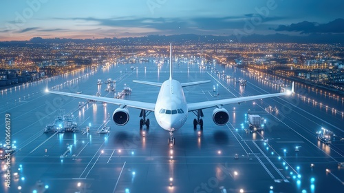 Aerial View of Cargo Aircraft at Busy Airport