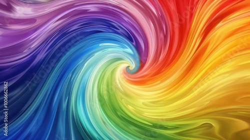 Abstract swirling rainbow vortex, blending vibrant colors into a dynamic spiral, rainbow, abstract, creative flow and energy