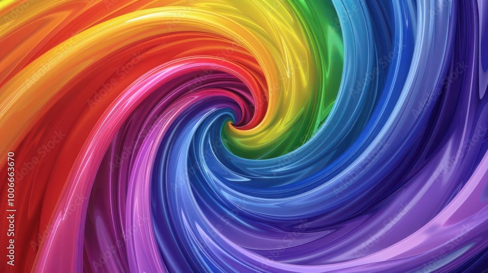 Obraz premium Abstract swirling rainbow vortex, blending vibrant colors into a dynamic spiral, rainbow, abstract, creative flow and energy