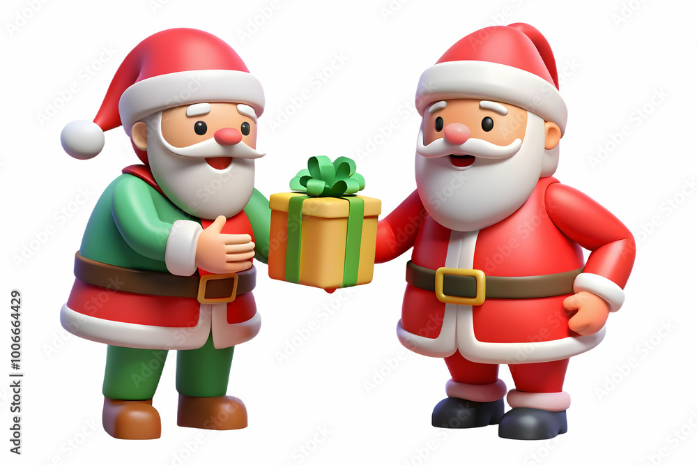 3D Santa's Sustainable Gift Exchange: Playful Cartoon Design with Vibrant Colors on Seamless Background - Eco-Friendly Gifts Icon 3D Santa's Sustainable Gift Exchange: Playful Cartoon Design with Vibrant Colors on Seamless Background - Eco-Friendly Gifts Icon